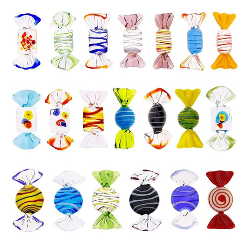 Niome 20pcs Vintage Murano Style Glass Sweets Candy Ornament