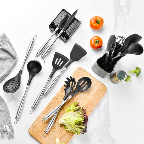 Juego 9pzas Gris 12pzas Utensilios De Cocina Silicona