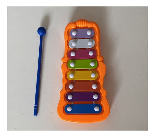 Xilofone Infantil Pedagógico 8 Notas Colorido C/ Banqueta