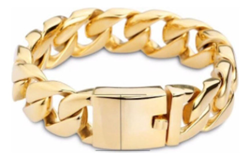 Pulseira Masculinha 18k Banhada A Ouro 18k Grossa Inglesa