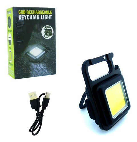 Linterna Led Cob Recargable Llavero Gancho Mini Luz Magnetic