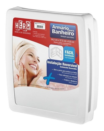 Herc BRCO.37X34 -2650 armário para banheiro com espelho cor branco