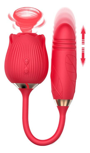 Dildo Múltiple Rosa Roja (vibrador-consolador-succionador)