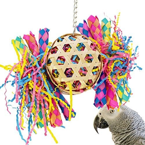 1721 Round Basket Bonka Bird Toys Stuffed Shredding Foraging Pulling Colorful Parrot Parrotlet Finch 
