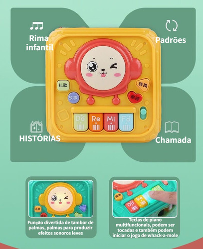 Montessori Brinquedo Educativo Tambor De Mão De Seis Lados