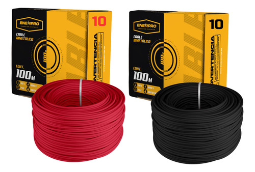 Combo: 2 Rollos Cable Cal. 10 Negro Y Rojo 100mts C/u