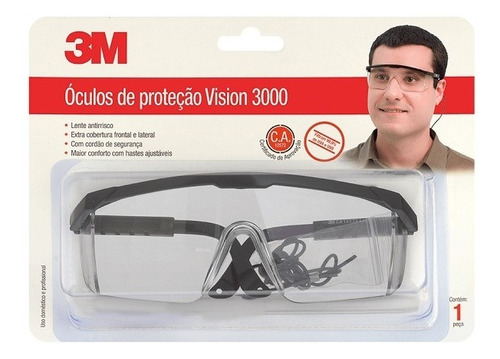 Oculos Proteção 3m Segurança Vision 3000 Incolor Antirisco