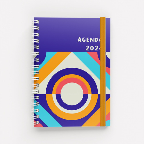 Agenda Diaria 2024 Formas Tapa Dura A5 + Sobre + Stickers