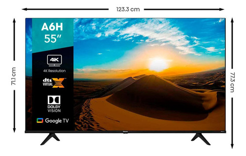 Tv Hisense Led A6h Ultra Hd Hdr 10 Smart 55A6H Series Negro