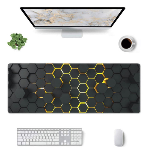 Mouse Pad Amarilla Y Negra Xl Extended Large A...