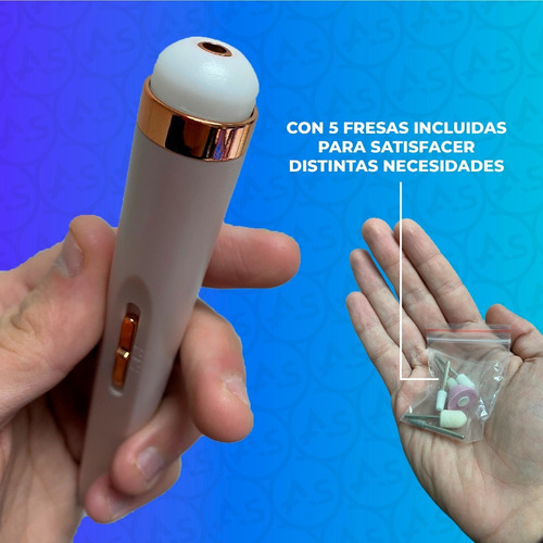 Imagen 4 de 10 de Torno Eléctrico Manicura Con Luz Profesional Usb + 5 Fresas