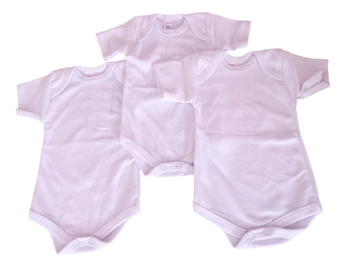 Pañaleros Set 3 Pzs Para Bebe Manga Corta Blanco Liso Ropa