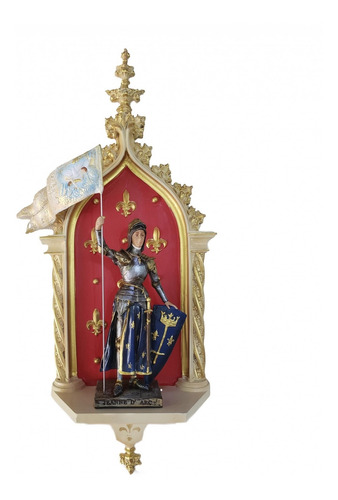 Imagem 1 de 5 de Imagem Santa Joana D'arc + Peanha Oratório Gótico