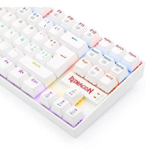 Imagen 9 de 9 de Teclado Gamer Redragon Kumara K552 Rainbow Blanco Red Sp F