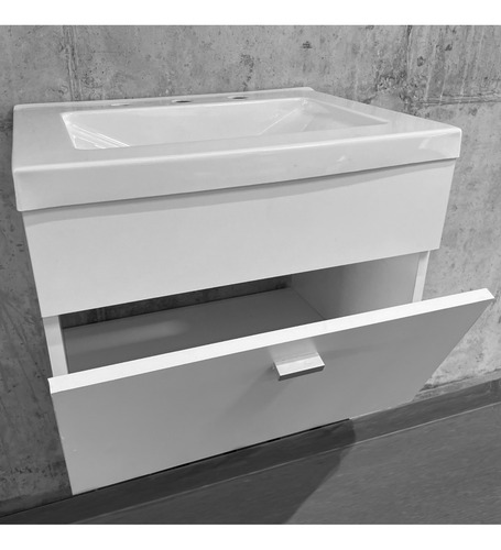 Imagen 4 de 8 de Vanitory 50 Cm Blanco Colgante Bacha Acrilico Blanco 3ag Cta
