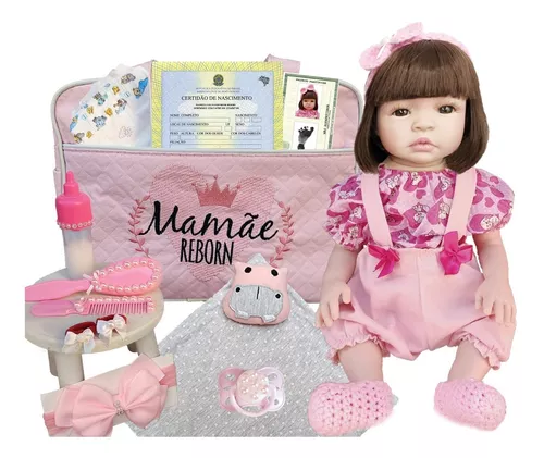 BEBÊ REBORN MEGA REALISTA MARIA FERNANDA TODA EM SILICONE COM ENXOVAL DE  LUXO E BOLSA MATERNIDADE - Maternidade Mundo Baby Reborn