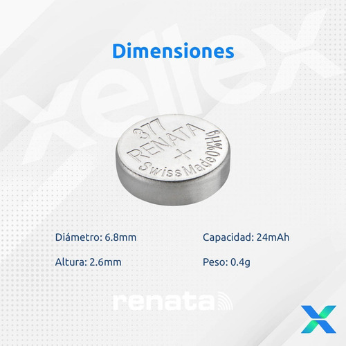 Imagen 2 de 8 de 30 X Pilas Renata 377 Sr 626 Original Suiza Blister Cerrado