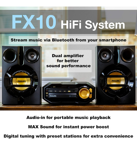 Sistema Estéreo Bluetooth Philips Fx10 230w Cd Usb Fm