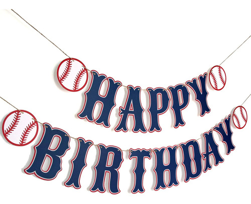 Banner De Cumpleaños De Béisbol, Azul Marino, Decoraciones D