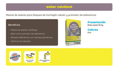 Mortero Celublock 30kg Para Ladrillo Retak
