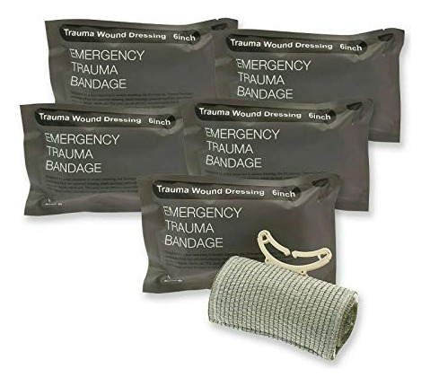 Asa Teched 5 Pack De Trauma De Emergencia 6  Vendaje Kxmnq