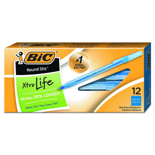 Bic Round Stic Xtra Life Ballpoint Pen 1mm Azul X 12