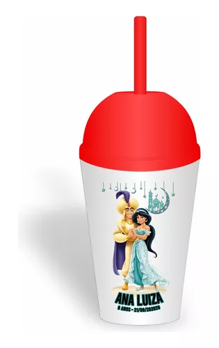 15 Long Drink Rosa Bebê Personalizado - Moana Disney