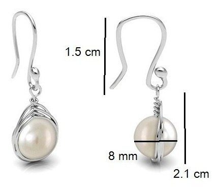 Imagen 2 de 10 de Aretes De Plata 925 Perla Natural Cultivada Agálea Joyería