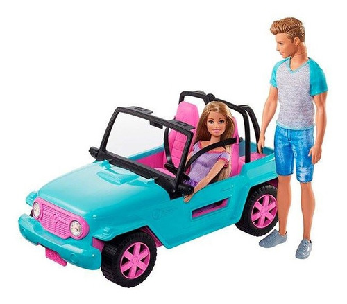 Barbie Set Jeep Auto De Playa Con Barbie Y Ken Beach Cruiser