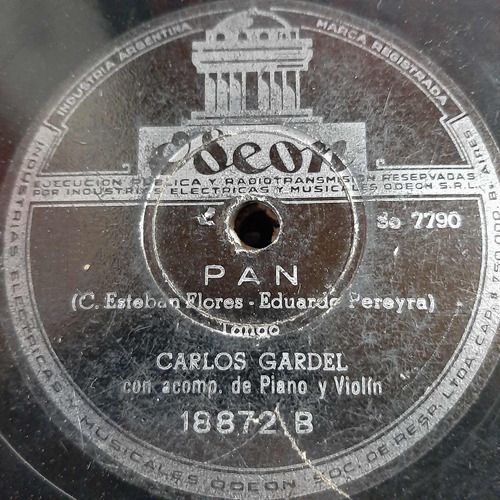 Pasta Carlos Gardel Piano 18872 Odeon C206