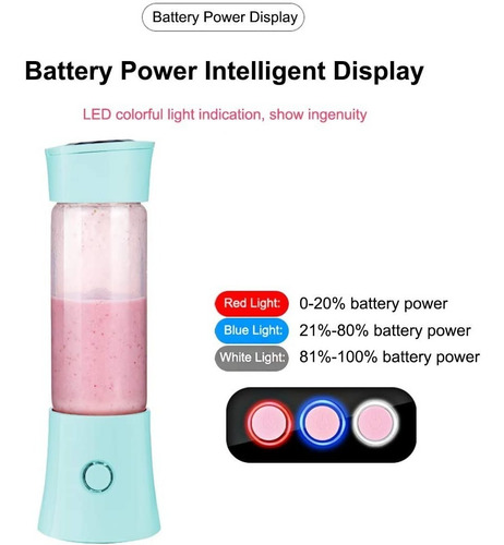 Imagen 7 de 10 de Licuadora Juguera Portatil Recargable Usb Picadora Premium