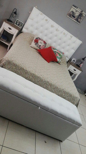 Conjunto Queen Respaldo Cabecera Cama Sommier Y Baul Piecera