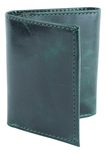 Cartera Hombre Billeter Caballero Piel Triple Empaque Color Verde