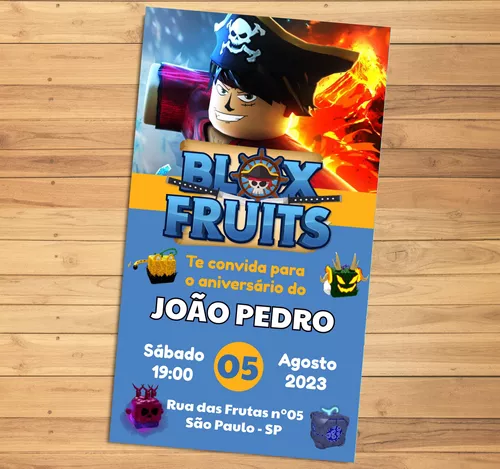 Convite Digital de Aniversário Blox Fruits para Whatsapp