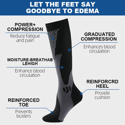 6 Pares Calcetines De Compresión Deportiva Para Hombre Mujer