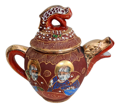 Juego De Té Cáscara De Huevo Porcelana Japonés Para 6 Marrón Floreado (Usado)