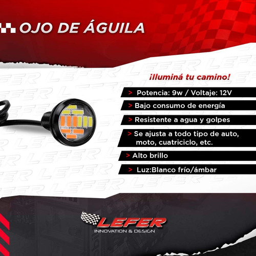 Imagen 3 de 5 de Luz Led Ojo De Aguila Blanco Frío Con Giro, 9w X5 Unidades