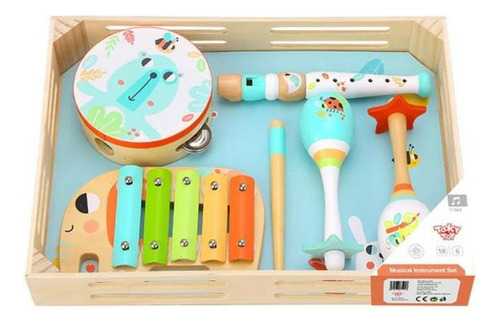 Caja De Instrumentos Musicales De Madera Tooky Toy