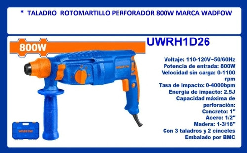 Taladro Rotomartillo Perforador 800w 1/2  Marca Wadfow 