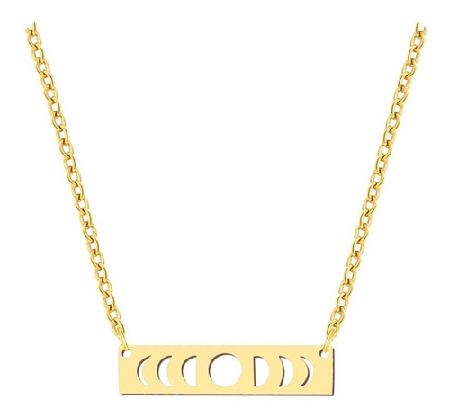 Collar Fase Lunar Minimalista Plata Enchapada Oro 18k