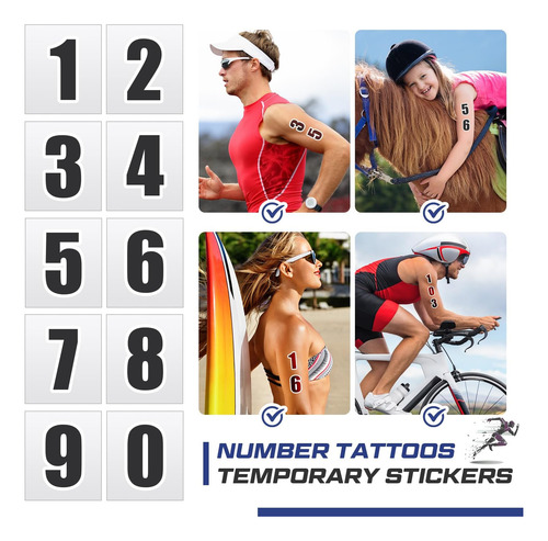 100 Unidades De Tatuagens Com Número De Triatlo Número Tempo