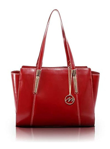 Bolso Tote De Cuero Color Rojo, Marca Mcklein Usa