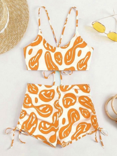 Bikinis Con Short Naranja 1