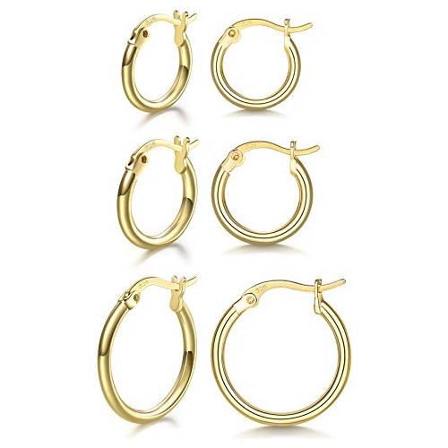 Aretes De Aro  Chapados En Oro Blanco Para Mujeres