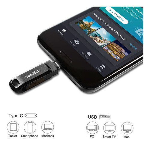 Sandisk 256gb Usb 3.0 Dual Portable Otg Usb-c Memoria Driver