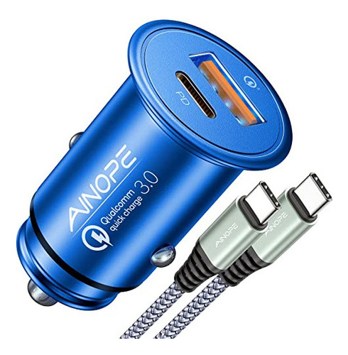 Ainope Cargador De Coche Usb C 48w Super Mini Todo Metal Ada