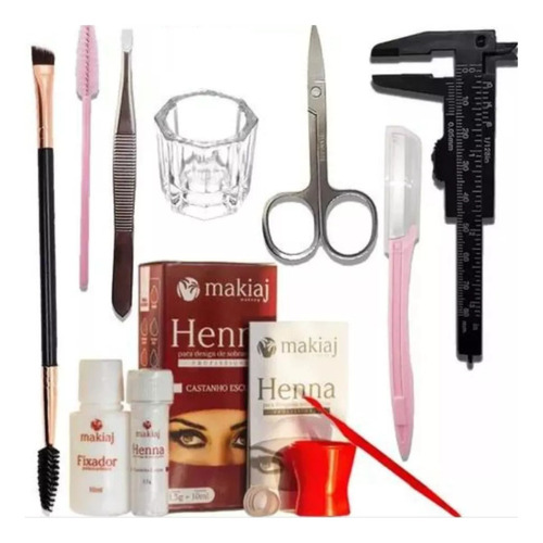 Kit Completo Para Perfilado Cejas  Tijeras Y Cepillo Henna 