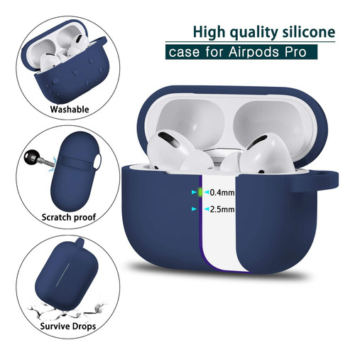 R-fun AirPods Pro Funda Con Llavero, Funda Protectora Comple