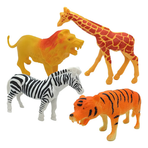 Animales Salvajes Figuras Rellenas X6 Set Pack De Selva Zoo
