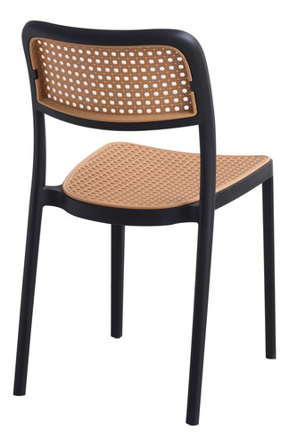 Silla De Comedor Tina Packx2 Diseño Rejilla Plástica Baires4 Estructura De La Silla Negro Asiento Marrón Claro Diseño De La Tela Rejilla De Viena